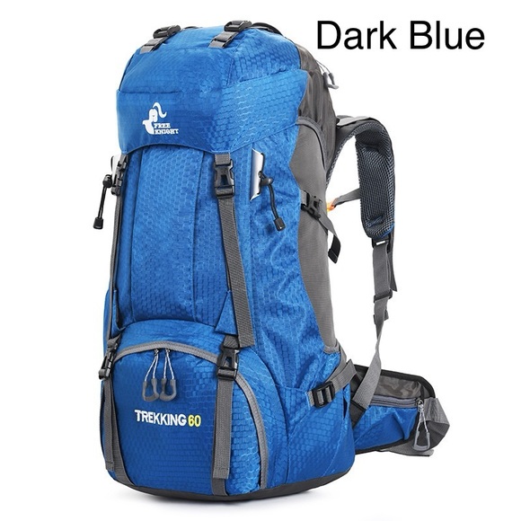 60L great capacity light weight camping or hiking backpack with waterproof bag